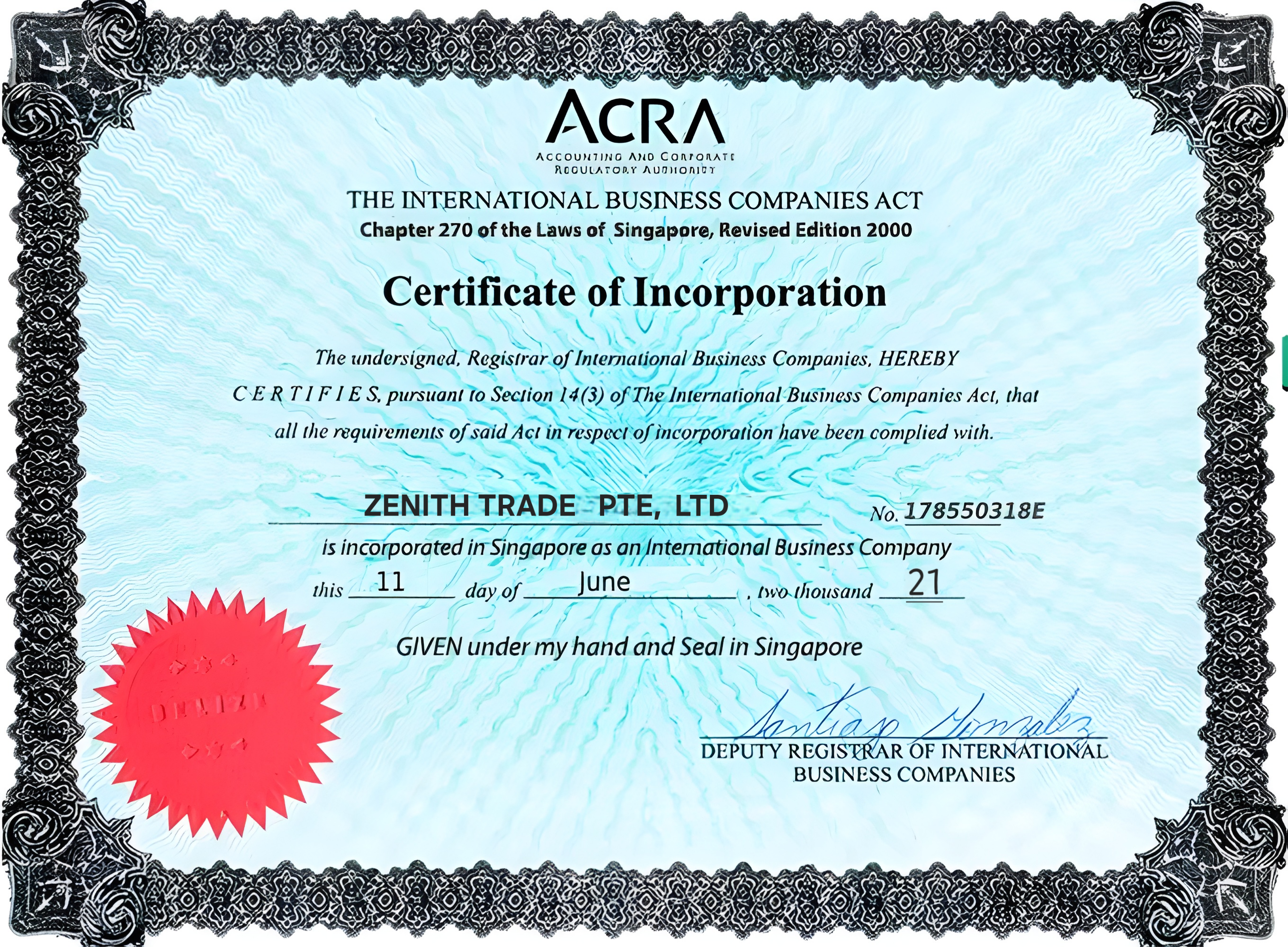 Singapore Certificate